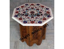 White table top with geometrical inlay design 22" WP-2202